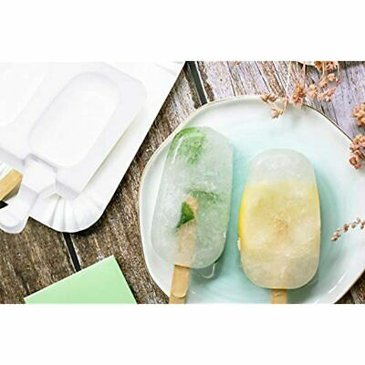 8- Cavities White Silicone Ice Cream Bar Mold Reusable DIY Classic Shape Makers - Fresh Stock Dated February 2026