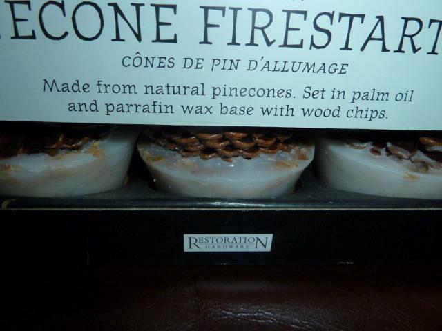 NIB Restoration Hardware Set of 6 Large Wax Pine Cone Fire Starters/Firestarters - Fresh Stock Dated December 2025