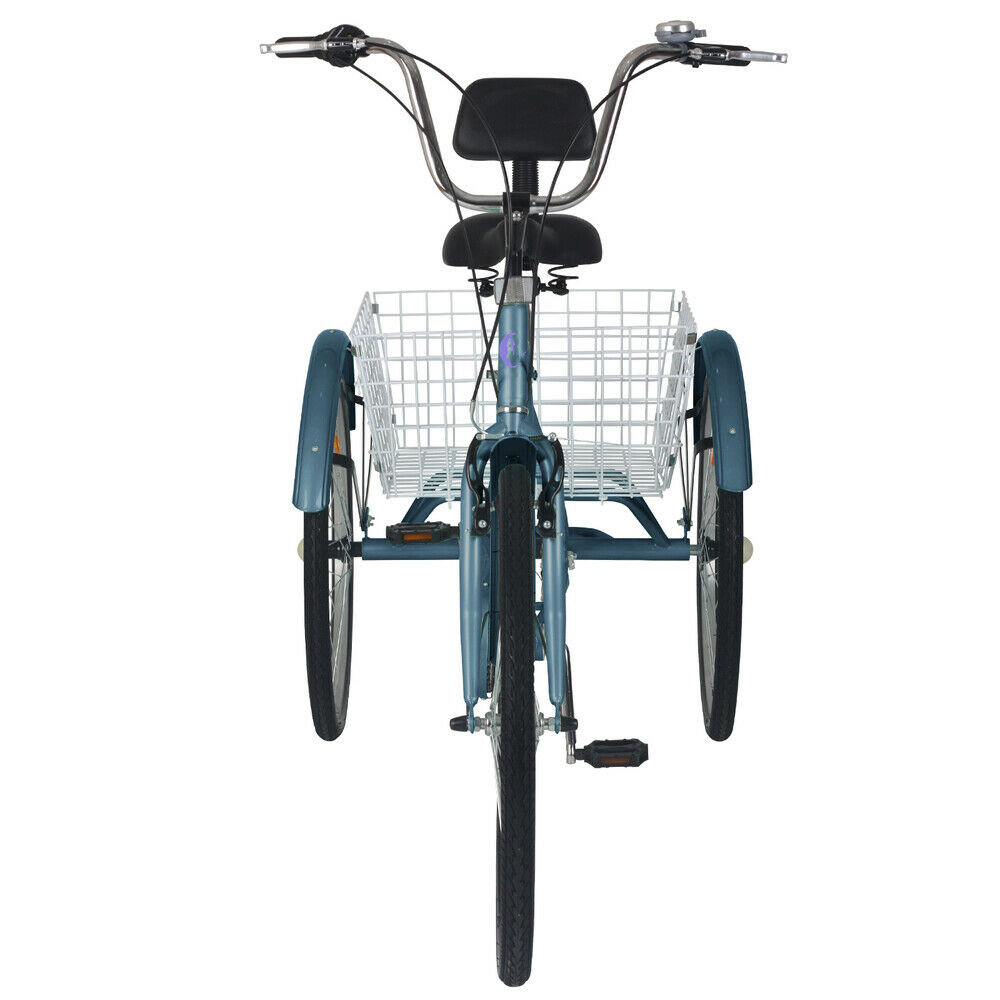 Adults/Seniors Tricycle 7 Speed 24 inch 3 Wheels Bicycle Cruiser Trike w/ Basket - Fresh Stock Dated January 2026