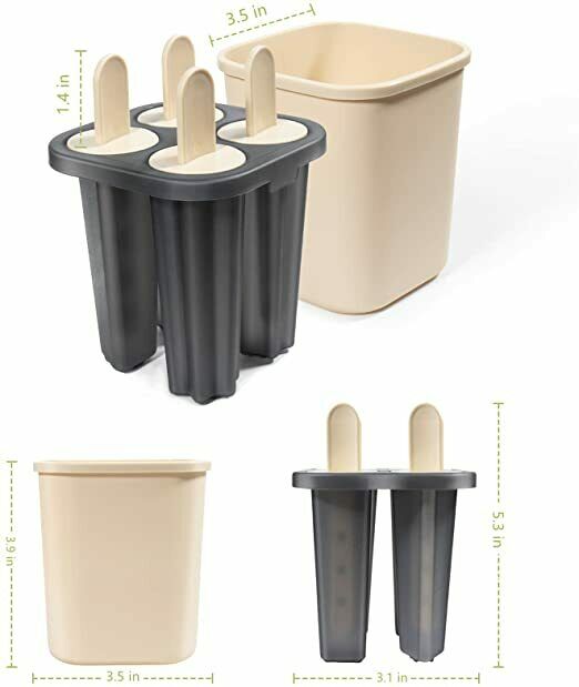 Ice Popsicle Molds, 4 Cavities Food-Grade Reusable Ice Pop Molds BPA-free(Beige) - Fresh Stock Dated February 2026