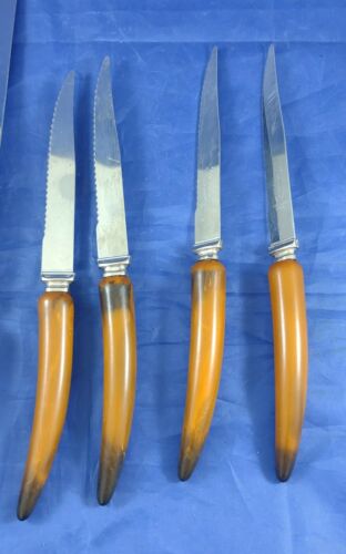 Vintage Sheffield England Stainless 4 Steak Knife & Carving Set Plastic Handle - Fresh Stock Dated January 2026