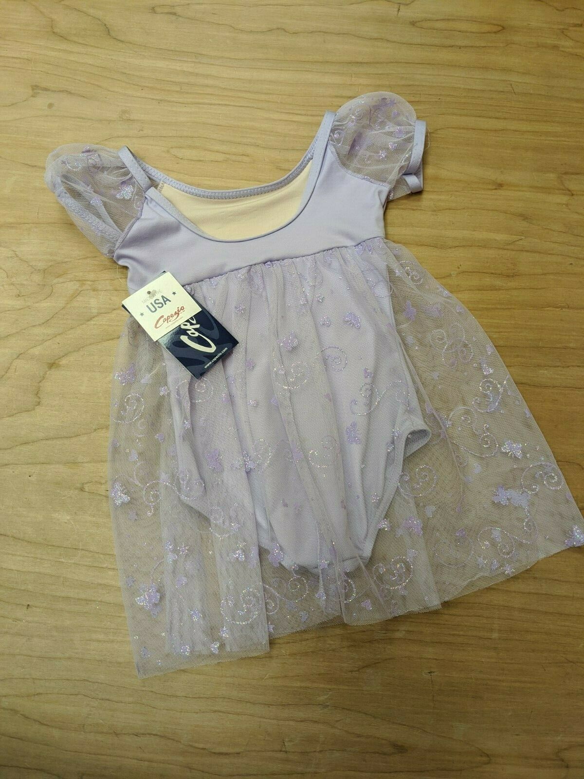 Capezio Ballet Dance Dress Purple Chiffon Puff Sleeve Empire Waist Skirt - Fresh Stock Dated December 2025