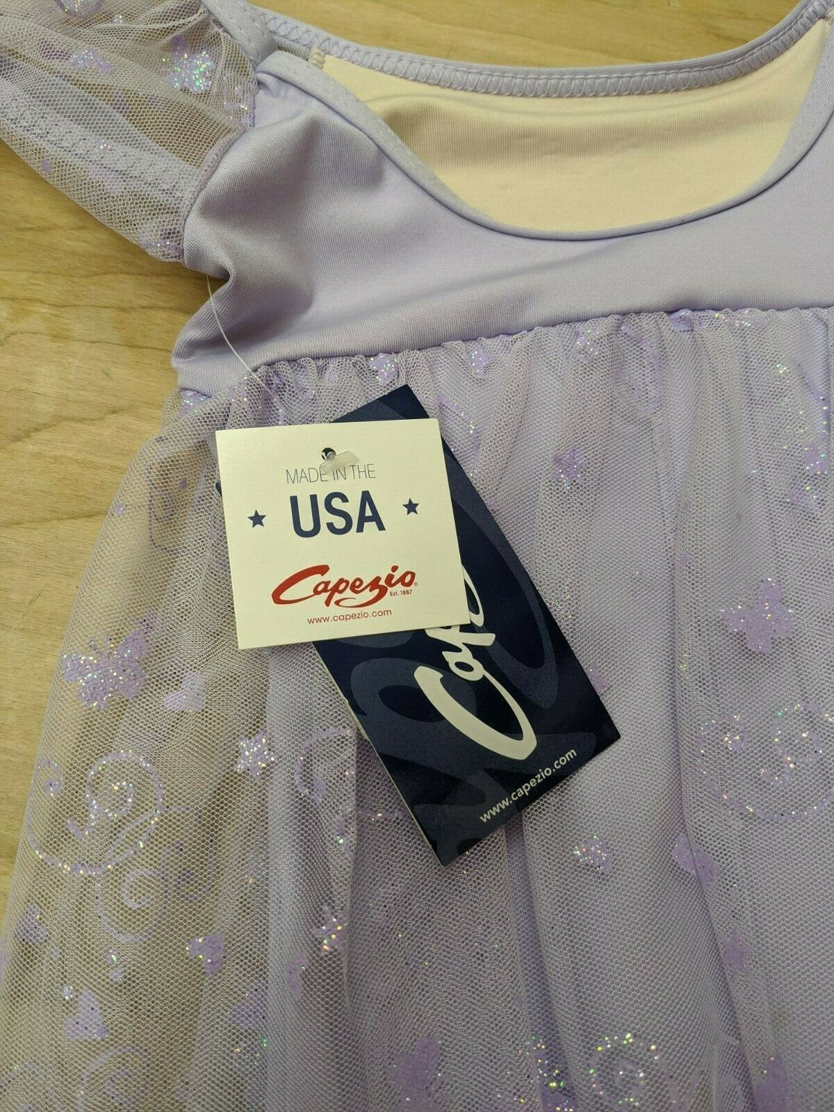 Capezio Ballet Dance Dress Purple Chiffon Puff Sleeve Empire Waist Skirt - Fresh Stock Dated December 2025
