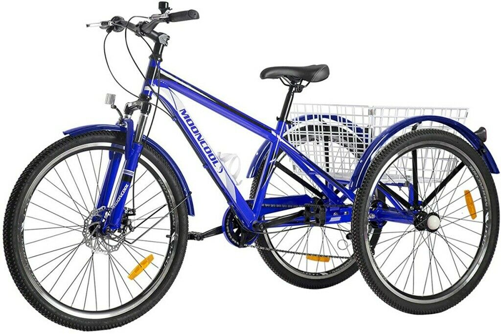 24inch Mountain Tricycle 7 Speed Adult Trikes Shopping Bicycle with Rear Basket - Fresh Stock Dated January 2026