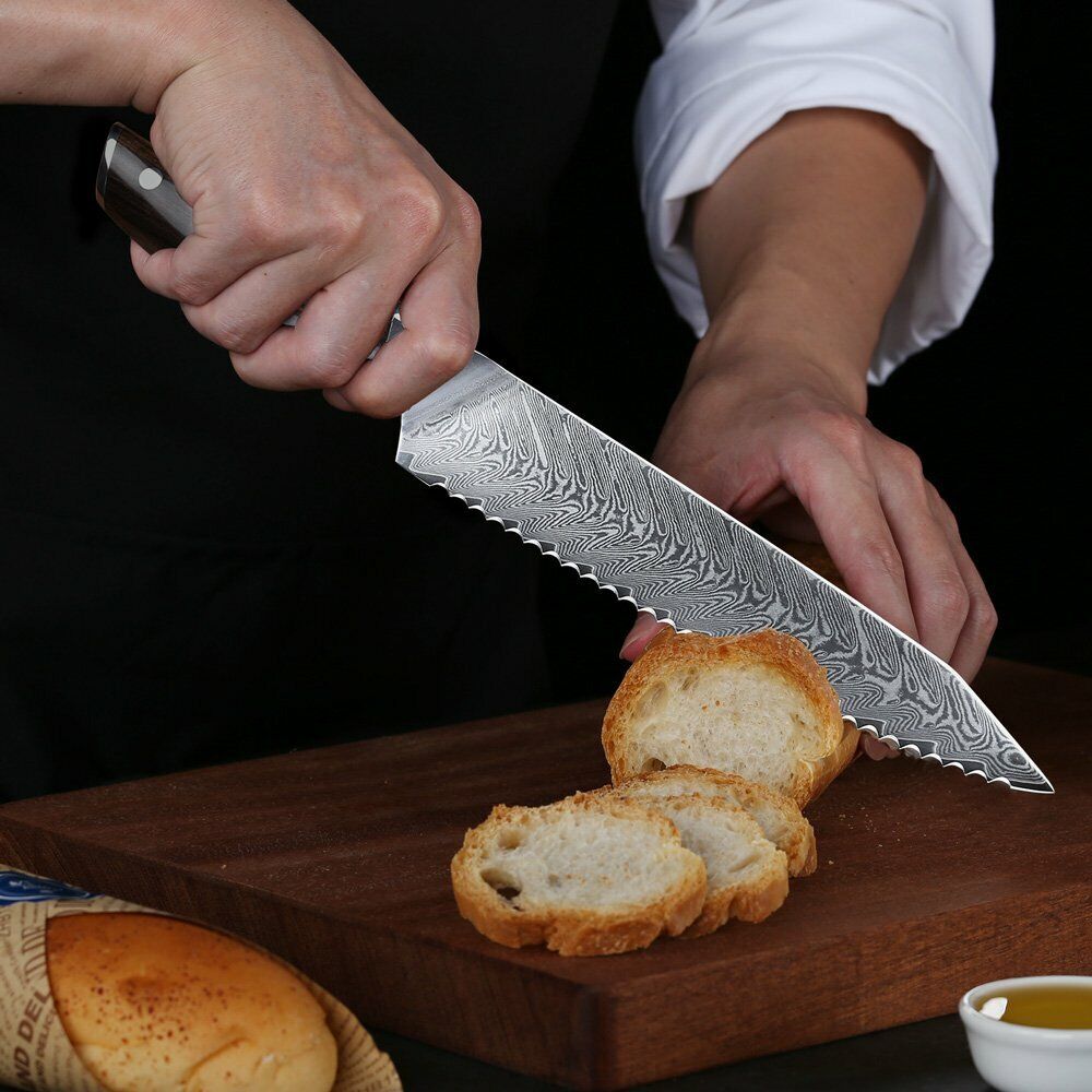 TURWHO 8inch Bread Knife 67-Layer Japanese VG10 Damascus Steel Kitchen Knife - Fresh Stock Dated January 2026