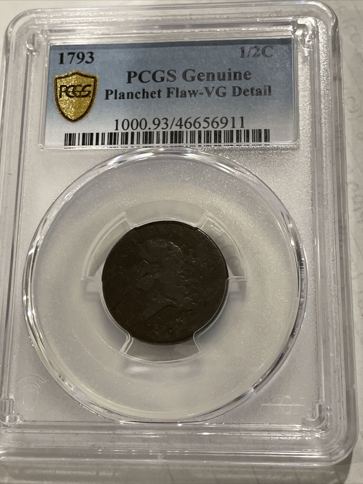 1793 Liberty Cap Half Cent PCGS VG Details - Planchet Flaw - Fantastic Reverse - Fresh Stock Dated December 2025