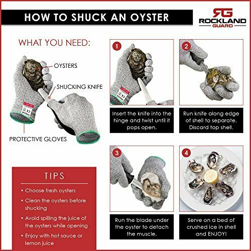 Oyster Shucking Knife & 1 Pair Gloves sizes S to XL, for Clam Shellfish, Superb - Fresh Stock Dated January 2026