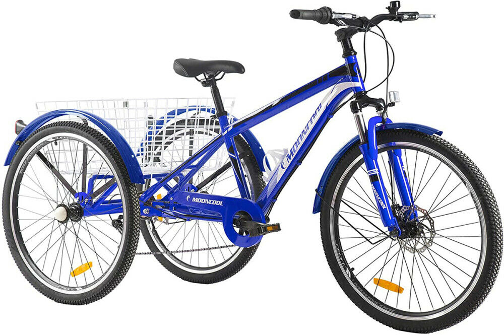 24inch Mountain Tricycle 7 Speed Adult Trikes Shopping Bicycle with Rear Basket - Fresh Stock Dated January 2026
