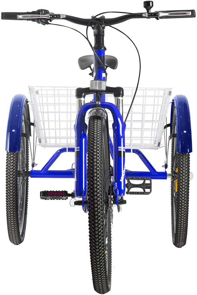 24inch Mountain Tricycle 7 Speed Adult Trikes Shopping Bicycle with Rear Basket - Fresh Stock Dated January 2026