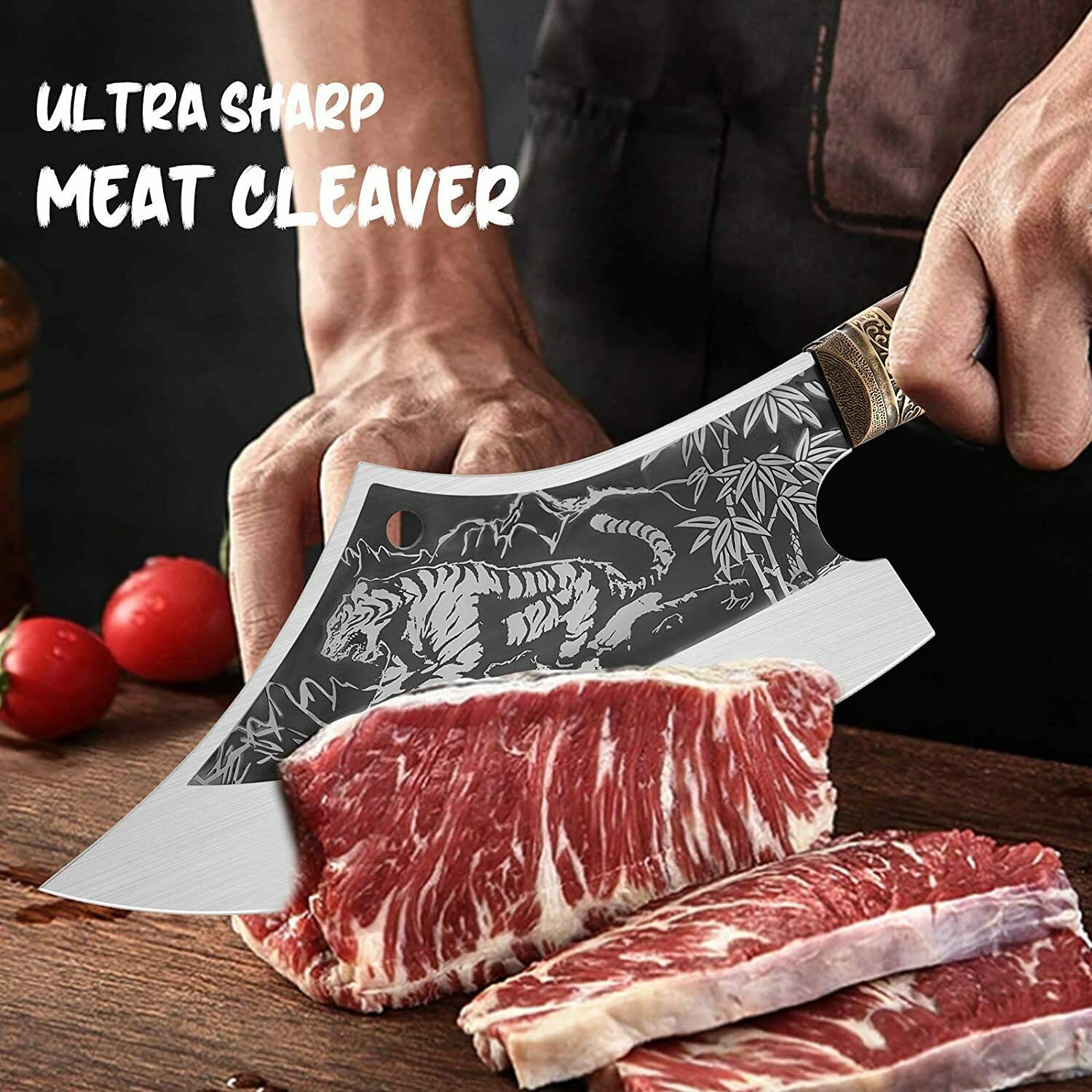 Handmade Kitchen Chef Knife Meat Cleaver Cut Fixed Blade Chopper Butcher Knife - Fresh Stock Dated January 2026