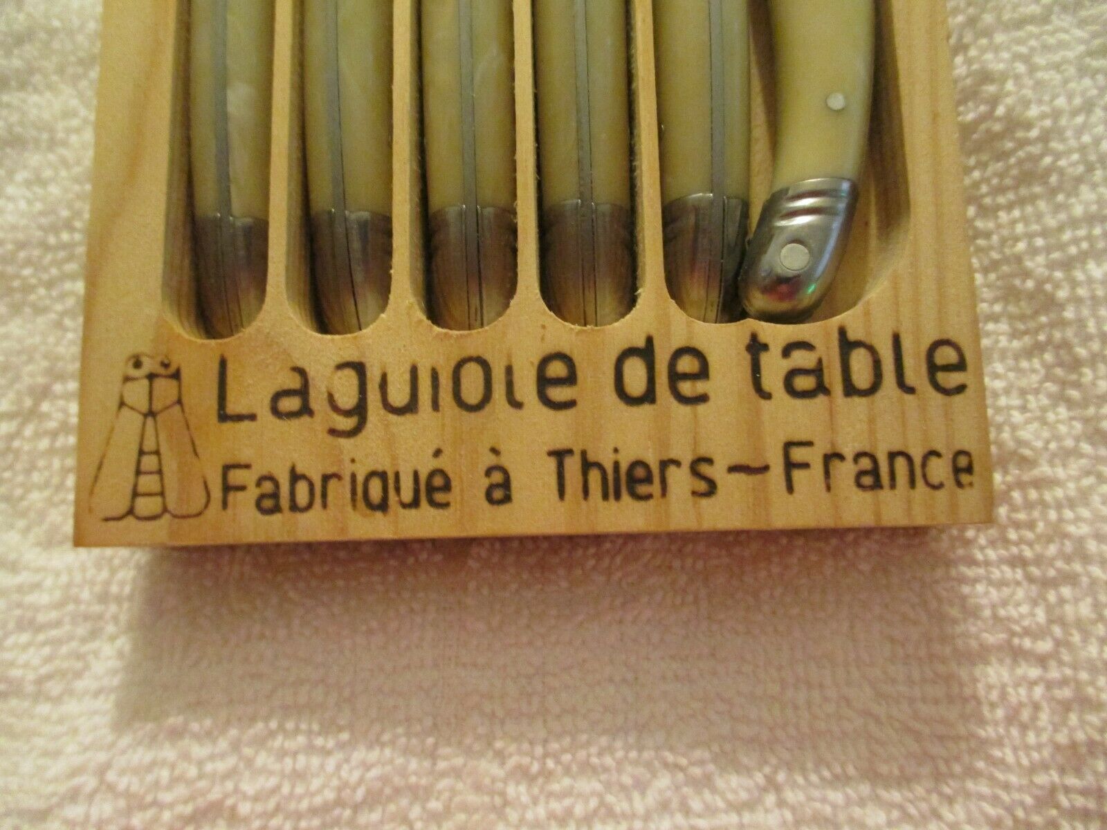 Vintage Set Of 6 Laguiole Jean Dubest Steak Knives Bee Handle Stainless France - Fresh Stock Dated February 2026