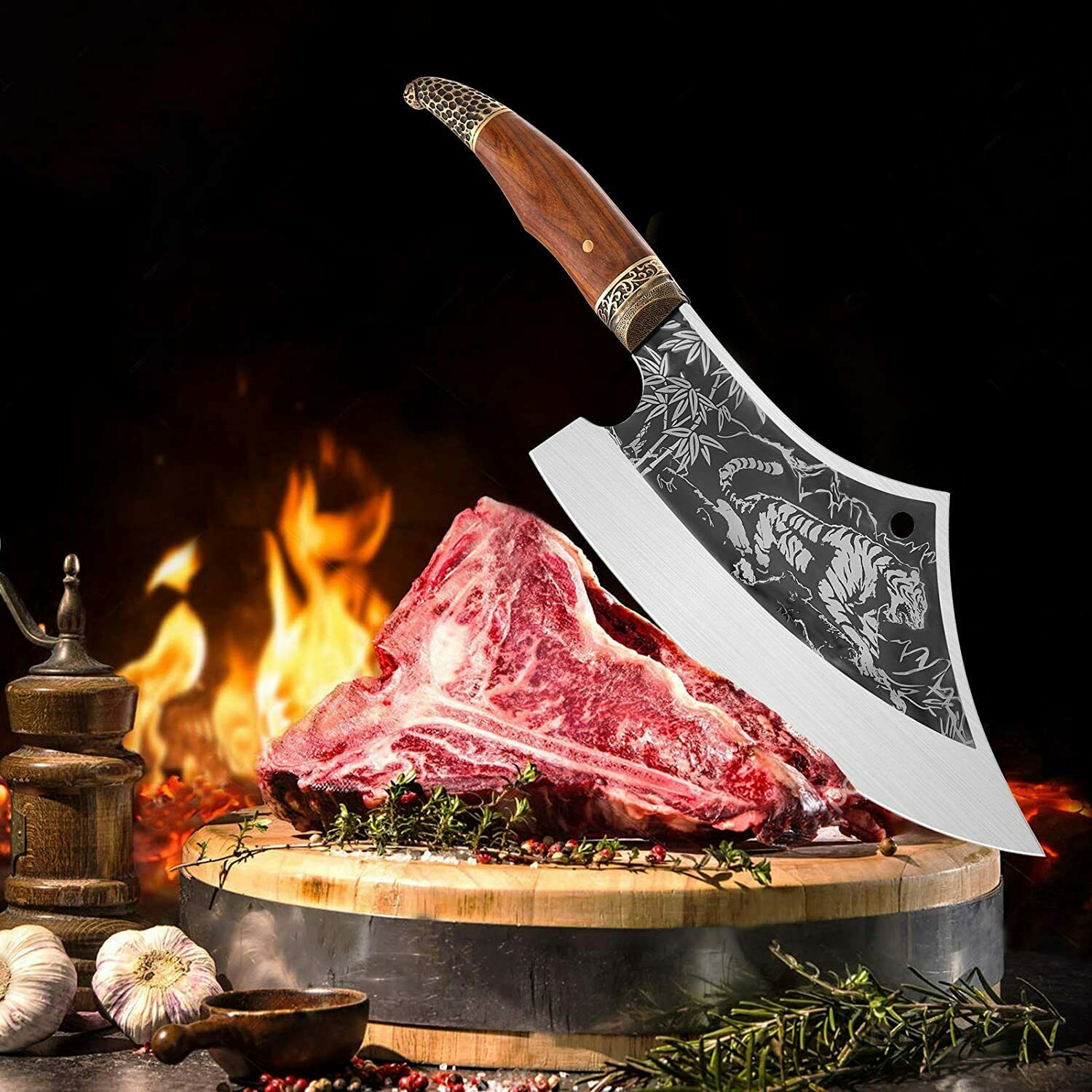Handmade Kitchen Chef Knife Meat Cleaver Cut Fixed Blade Chopper Butcher Knife - Fresh Stock Dated January 2026