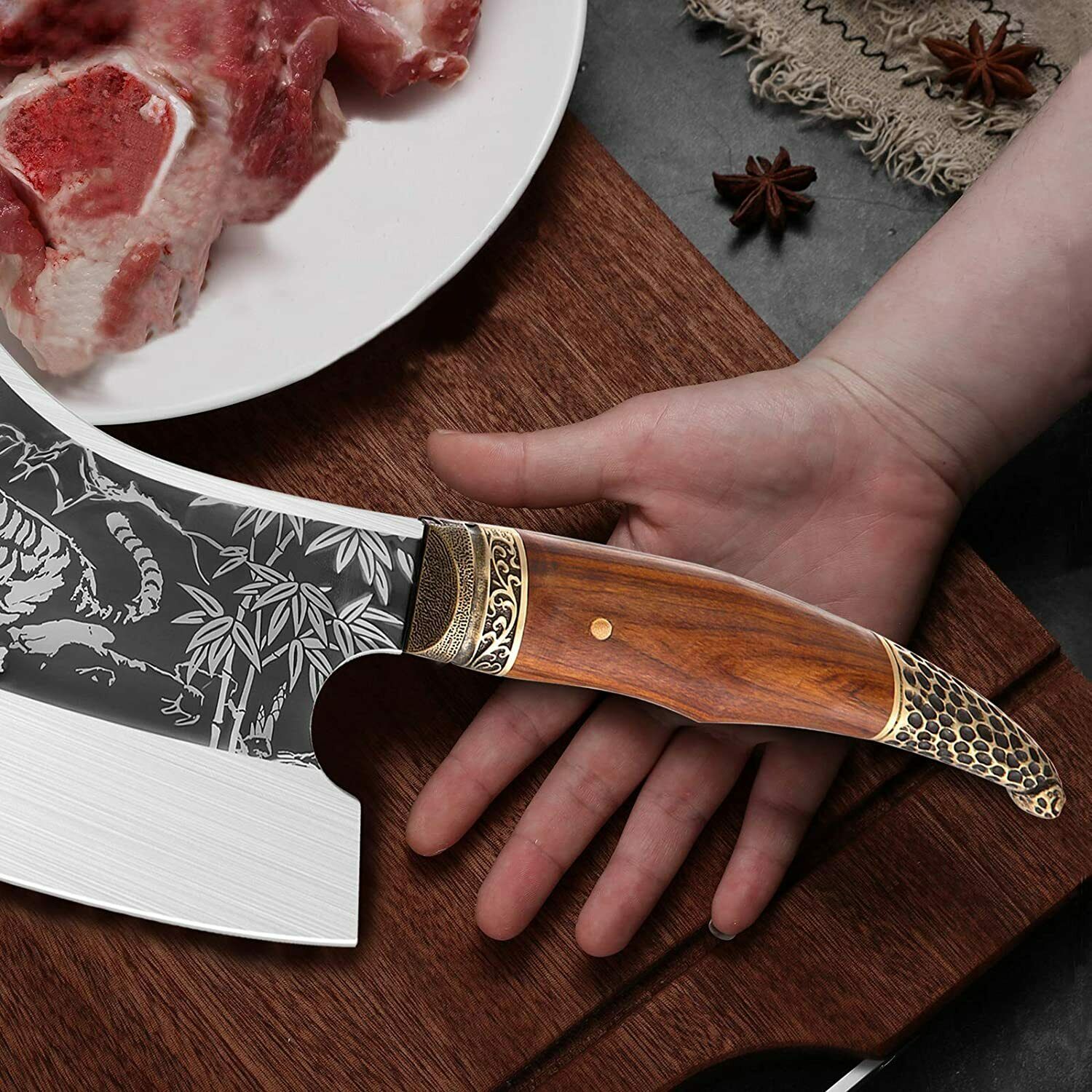 Handmade Kitchen Chef Knife Meat Cleaver Cut Fixed Blade Chopper Butcher Knife - Fresh Stock Dated January 2026
