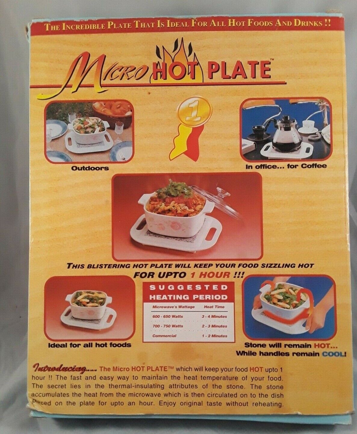 Micro Hot Plate Thermal Insulating Stone Keeps Food Hot Handles Stay Cool - Fresh Stock Dated February 2026