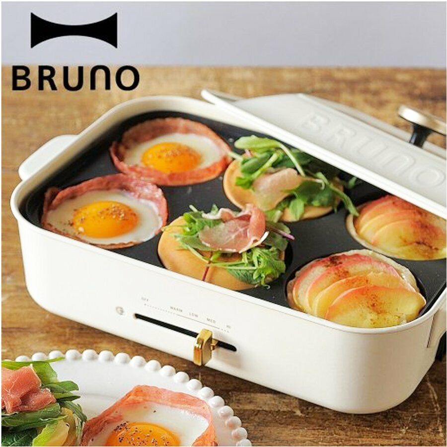 BRUNO Compact Hot Plate White BOE021-WH AC100W Grill Takoyaki - Fresh Stock Dated February 2026