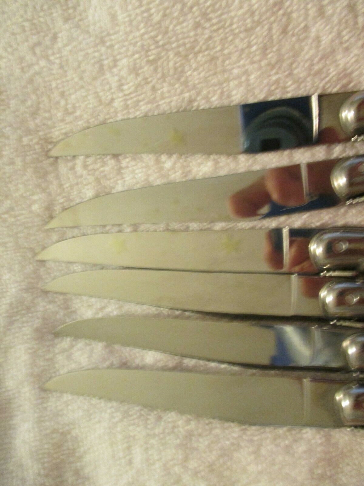 Vintage Set Of 6 Laguiole Jean Dubest Steak Knives Bee Handle Stainless France - Fresh Stock Dated February 2026
