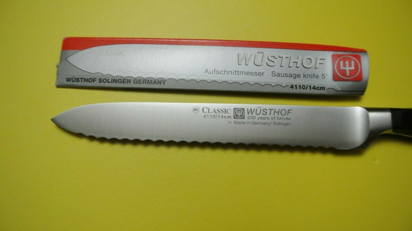 Wusthof  classic  sausage knife black color PEtec #4110/14cm 5'' - Fresh Stock Dated January 2026
