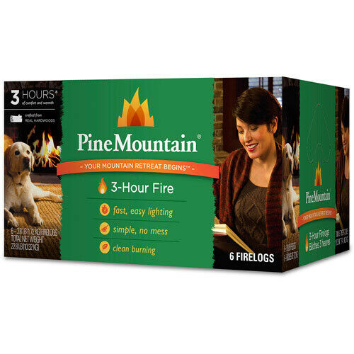 Fireplace Logs Easy Starter 3 Hour Clean Burning Hardwood Firewood Firelogs 6pcs - Fresh Stock Dated January 2026