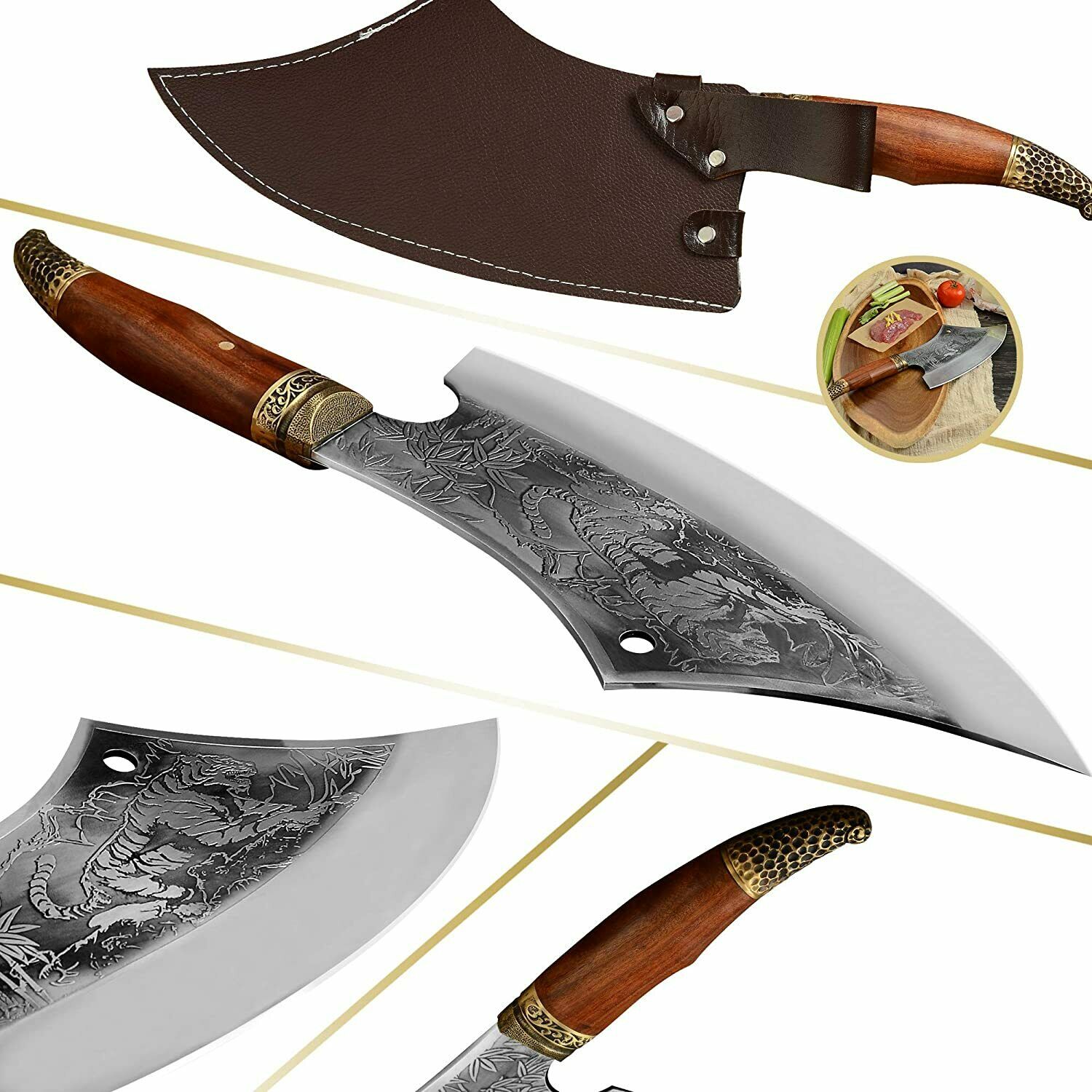 Handmade Kitchen Chef Knife Meat Cleaver Cut Fixed Blade Chopper Butcher Knife - Fresh Stock Dated January 2026