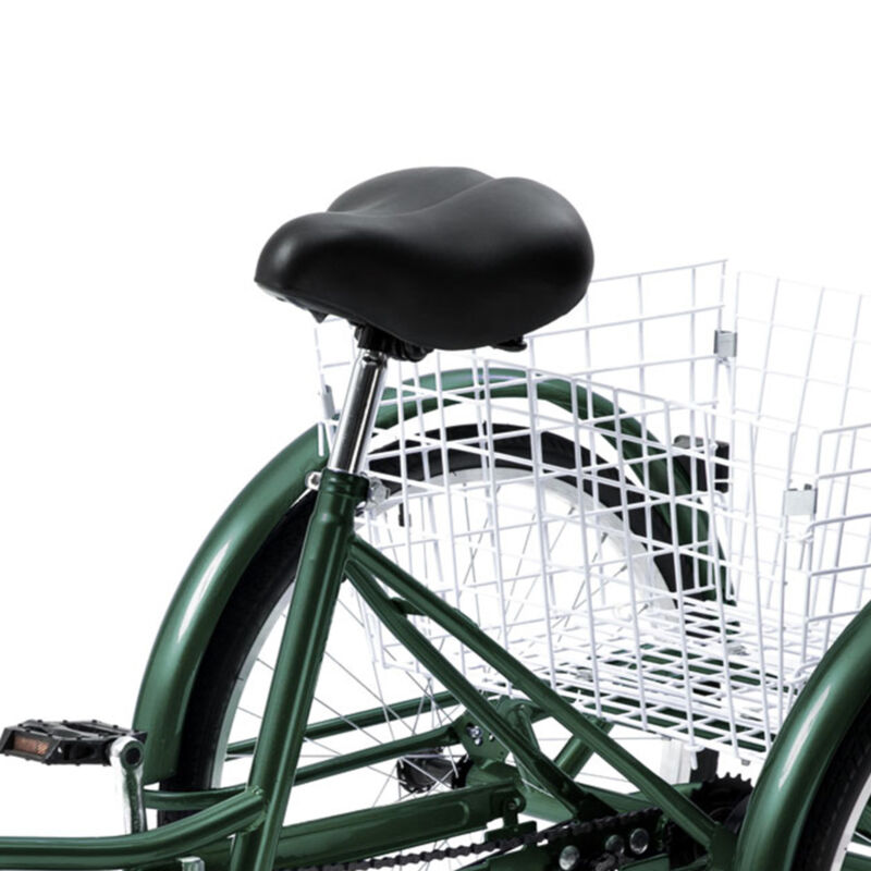 24 Inch Trike 8 Speed Adult Tricycle 3-Wheel Bike w/Basket for Shopping - Fresh Stock Dated January 2026