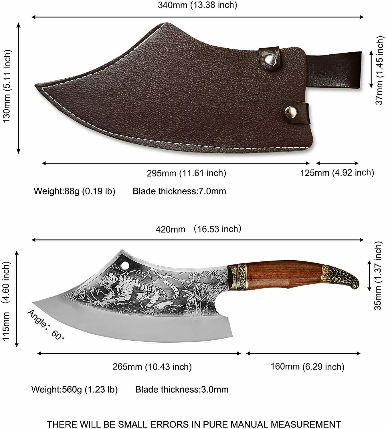 Handmade Kitchen Chef Knife Meat Cleaver Cut Fixed Blade Chopper Butcher Knife - Fresh Stock Dated January 2026