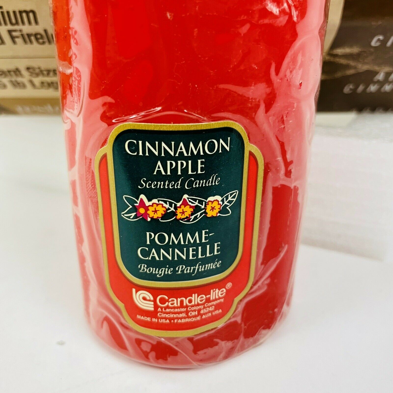 Giant Size 5lb 3 Hr Burn Time Restore & Restyle Apple Cinnamon Fire Log & Candle - Fresh Stock Dated December 2025