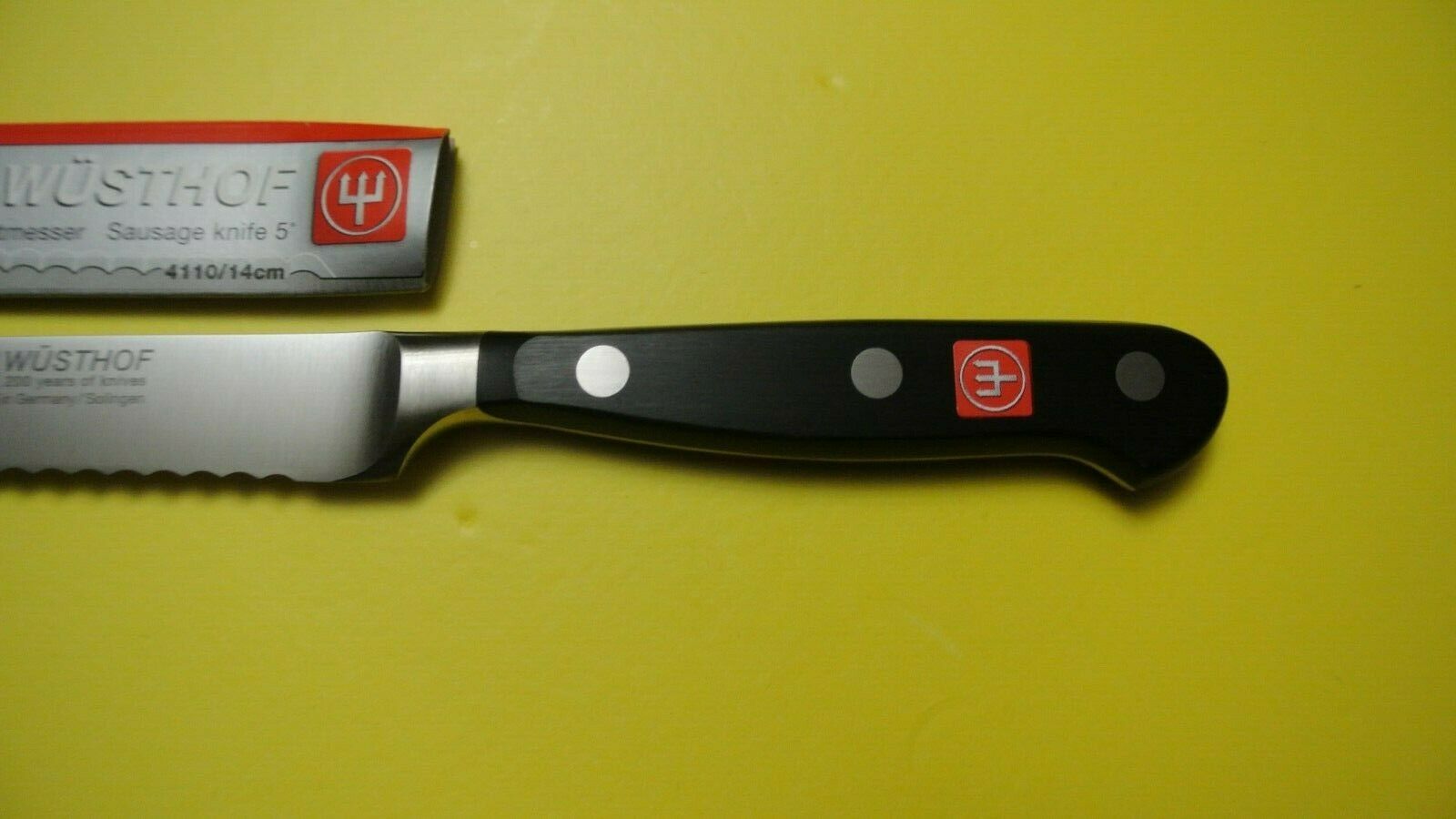 Wusthof  classic  sausage knife black color PEtec #4110/14cm 5'' - Fresh Stock Dated January 2026