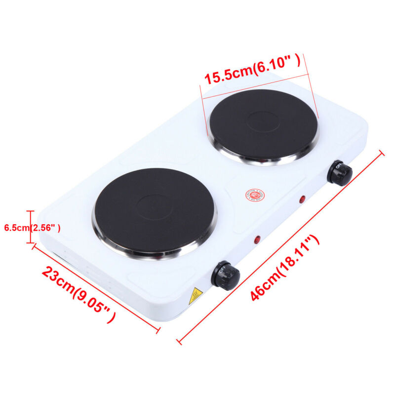 Portable Electric Double Burner 2000W Burner Hot Plate Stove Top Cook Warmer - Fresh Stock Dated February 2026