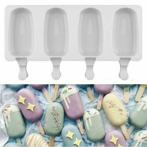 4 Cell Popsicle Mold Silicone DIY Frozen Ice Cream Mold Ice Pop Maker For DIY US - Fresh Stock Dated February 2026