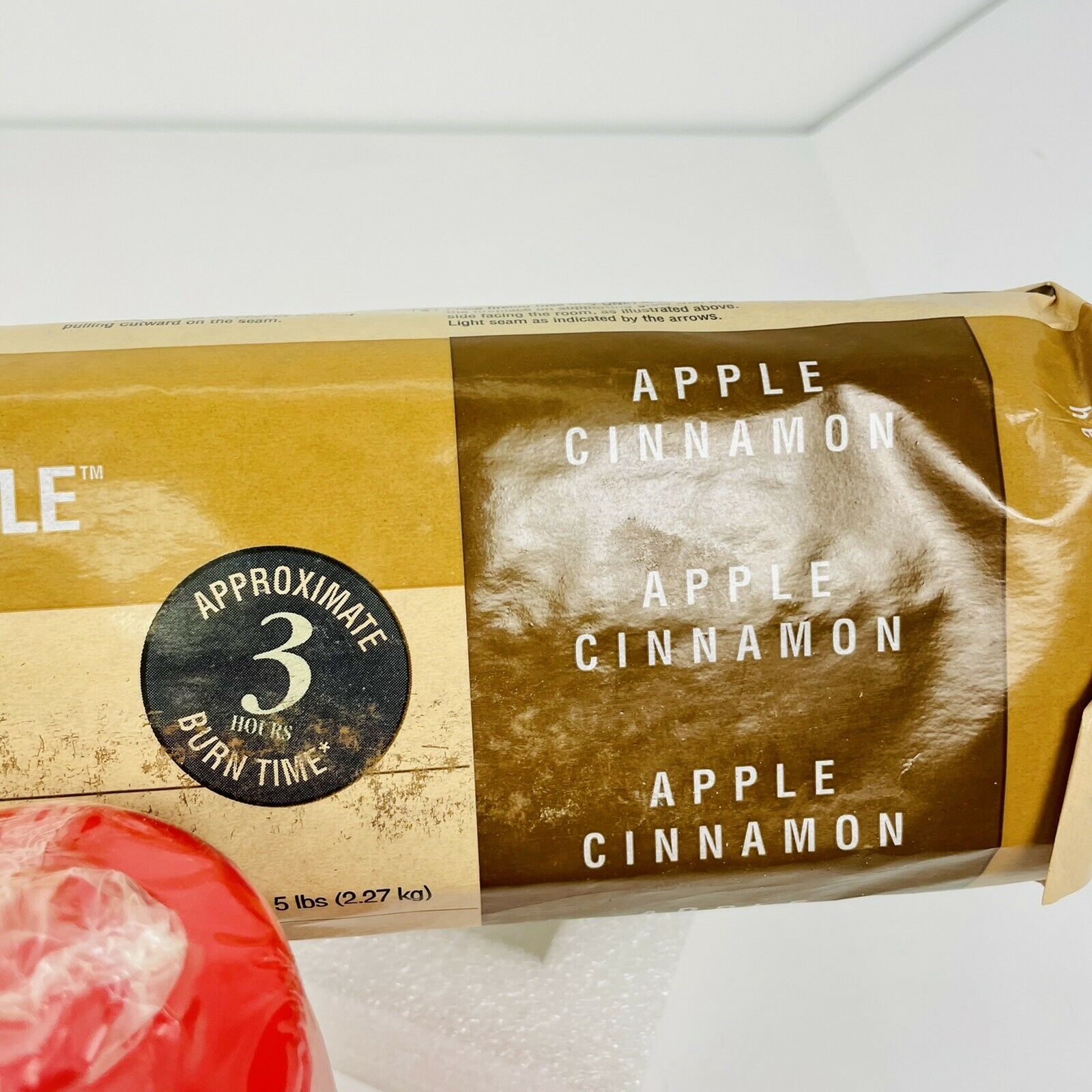 Giant Size 5lb 3 Hr Burn Time Restore & Restyle Apple Cinnamon Fire Log & Candle - Fresh Stock Dated December 2025