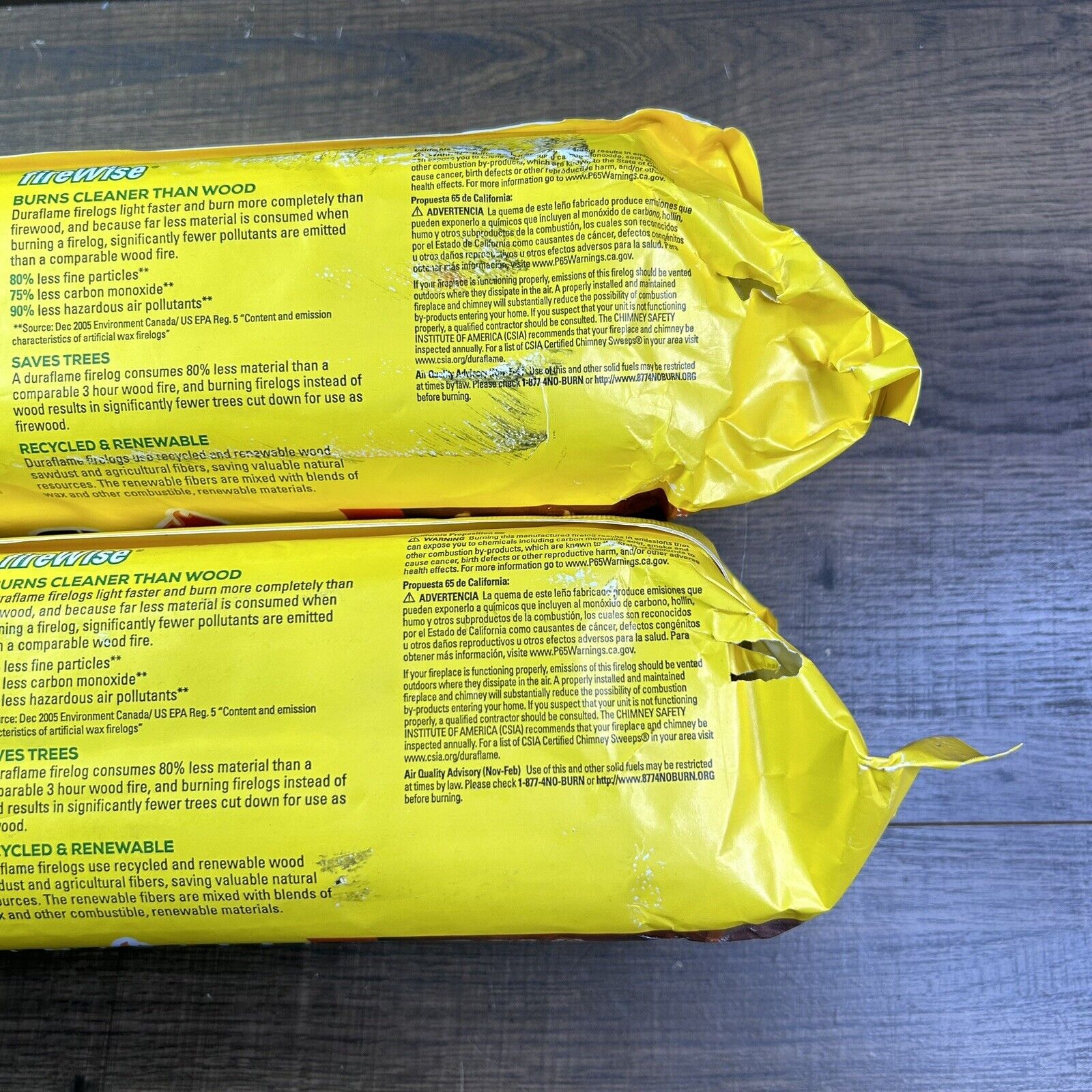 Duraflame Lot of 2 Firelog 3 Hour Burn Time Indoor Outdoor 4.5 Pounds Brand New - Fresh Stock Dated January 2026