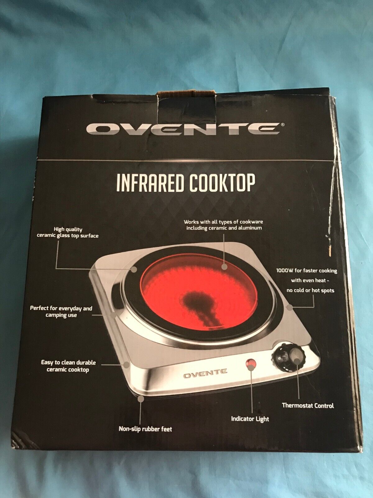 Pre-Owned Ovente Portable Electric Infrared Cooktop / Burner / Hot Plate - Fresh Stock Dated February 2026