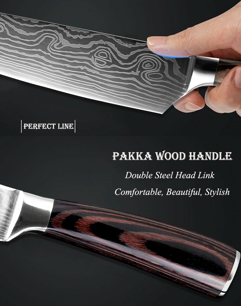 5 Pcs Kitchen Cook Knives Set Japanese Damascus Style Stainless Steel Chef Knife - Fresh Stock Dated January 2026