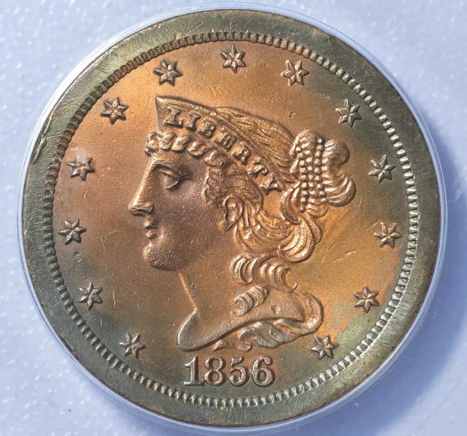 1856 Half Cent ANACS AU-50 Whizzed - Fresh Stock Dated December 2025