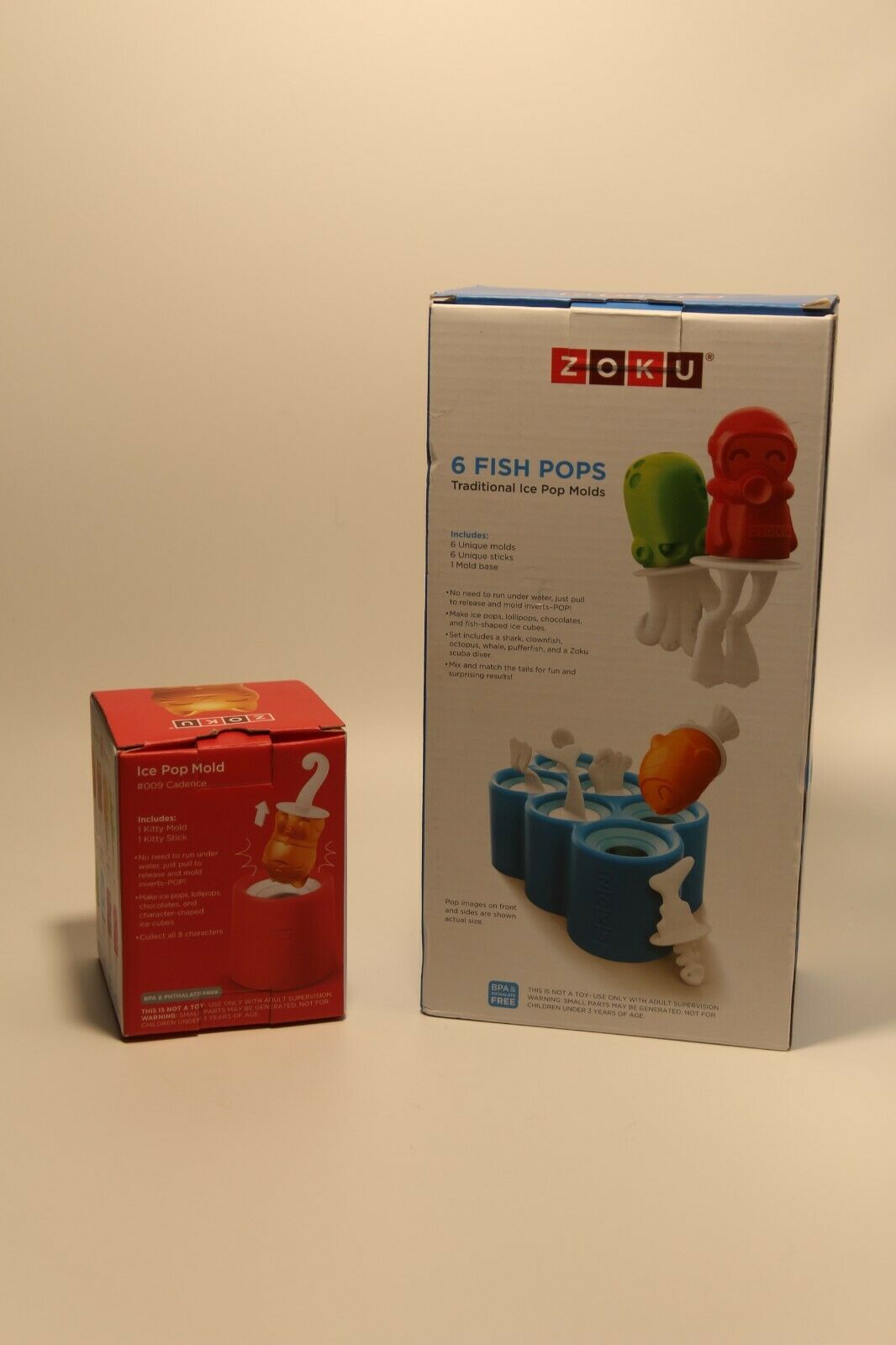Brand New ZOKU 6 Fish Traditional Ice Pop Molds BPA Free & CAT POP ICE MOLD NEW - Fresh Stock Dated February 2026