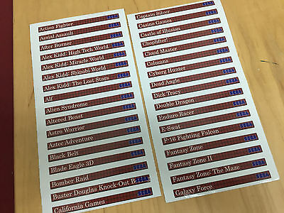 Sega Master System Sticker End Labels (For All 114 Custom Cartridge Stickers) - Fresh Stock Dated February 2026