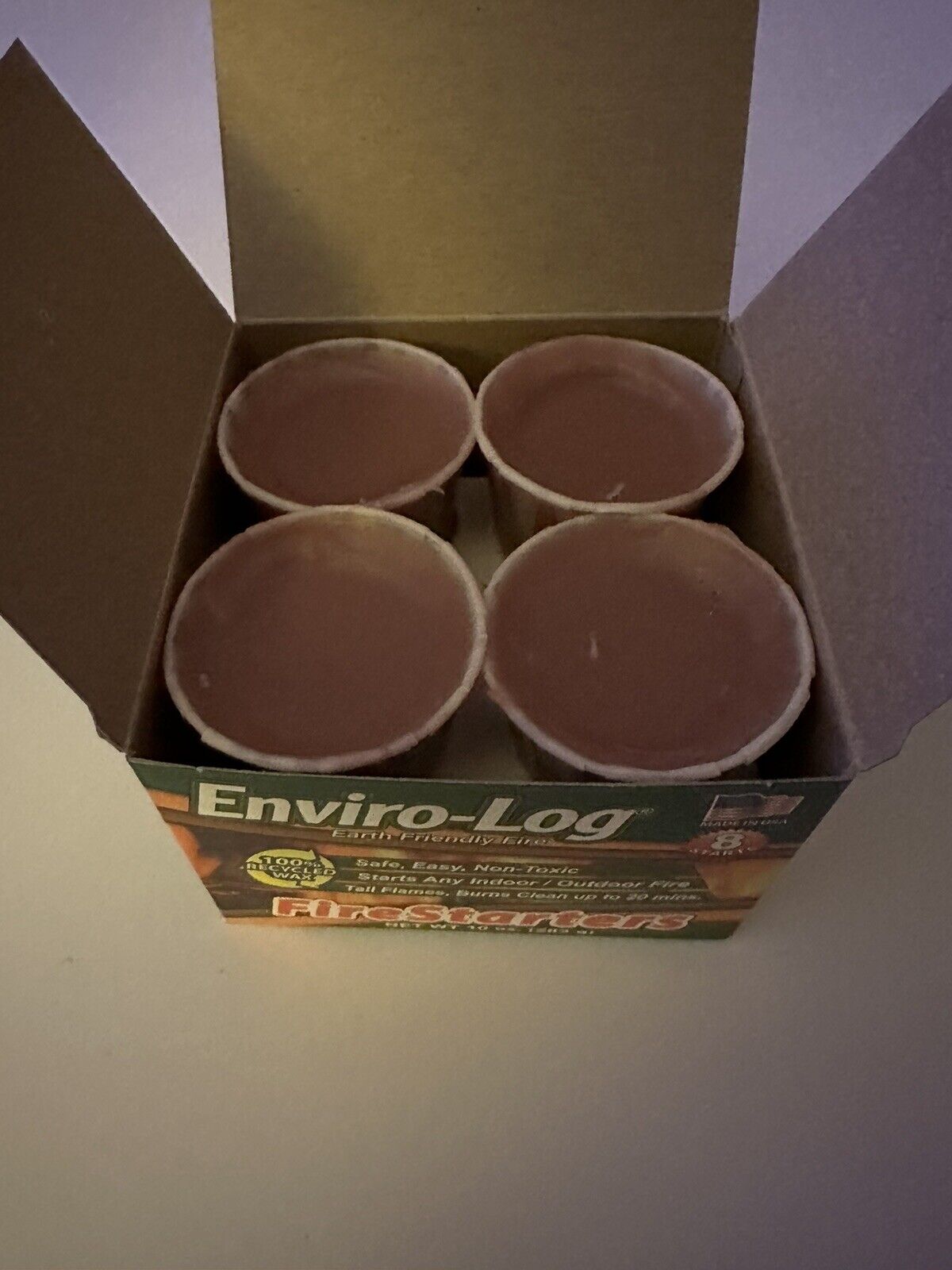 Enviro-Log Firestarter 8 Count, 10 Oz, Safe, Easy, Non-toxic - Fresh Stock Dated January 2026