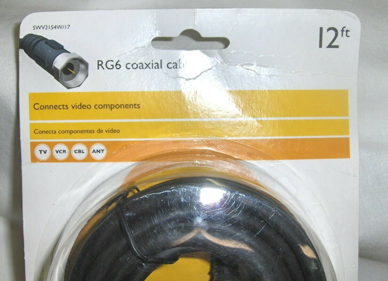 Coaxial RG6 Digital Video Cable HD TV Satellite Antenna Wire Black 12' ft New - Fresh Stock Dated December 2025