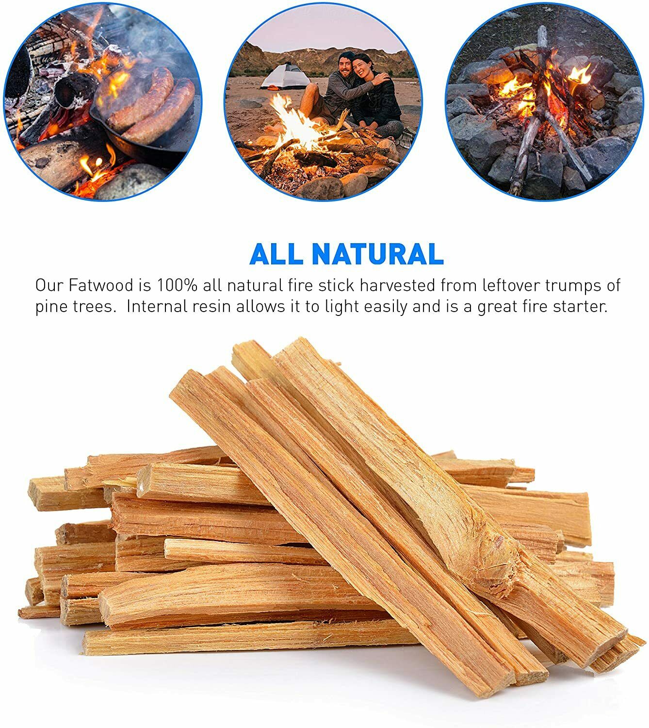 Fireplace Kindling Wood Sticks 25 Lb Box Fatwood Firestarter Tinder Long Lasting - Fresh Stock Dated January 2026