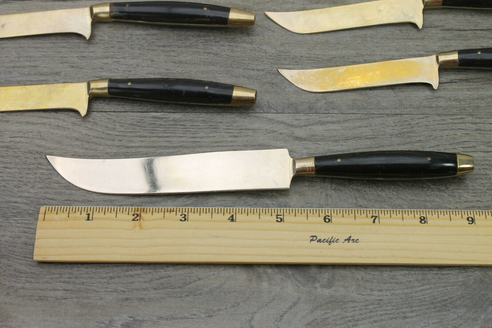 Vintage Solid Brass Steak Knives Set of 8 Plus 1 Carving Knife - Fresh Stock Dated January 2026