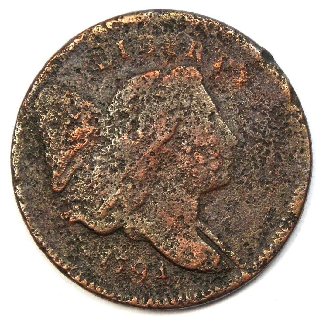 1794 Liberty Cap Flowing Hair Half Cent 1/2C Coin - VG / Fine Detail (Corrosion) - Fresh Stock Dated December 2025