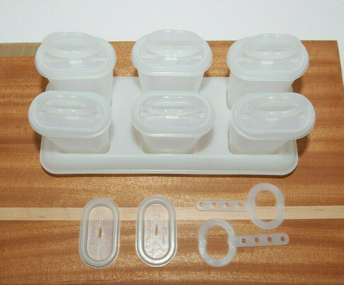 Vintage Tupperware Popsicle Ice Tups Molds Set Of 6 With Tray - Fresh Stock Dated February 2026
