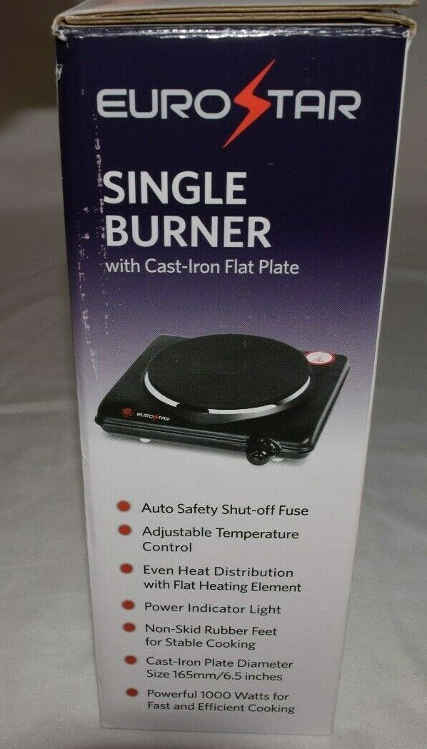 Eurostar Single Burner With Cast-Iron Flat Plate Hot ES111BK - Fresh Stock Dated February 2026