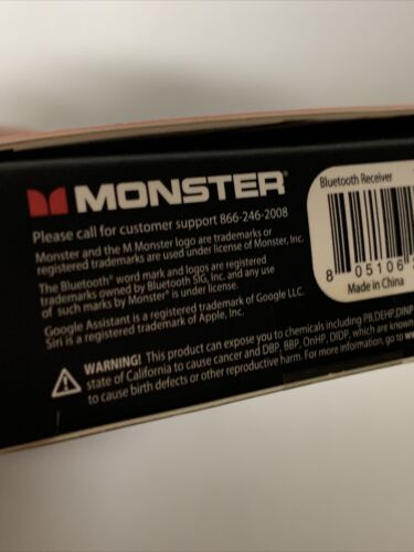 Monster Bluetooth Audio Receiver w/ Google & Siri Virtual Assistant BT 4.2 - NEW - Fresh Stock Dated December 2025
