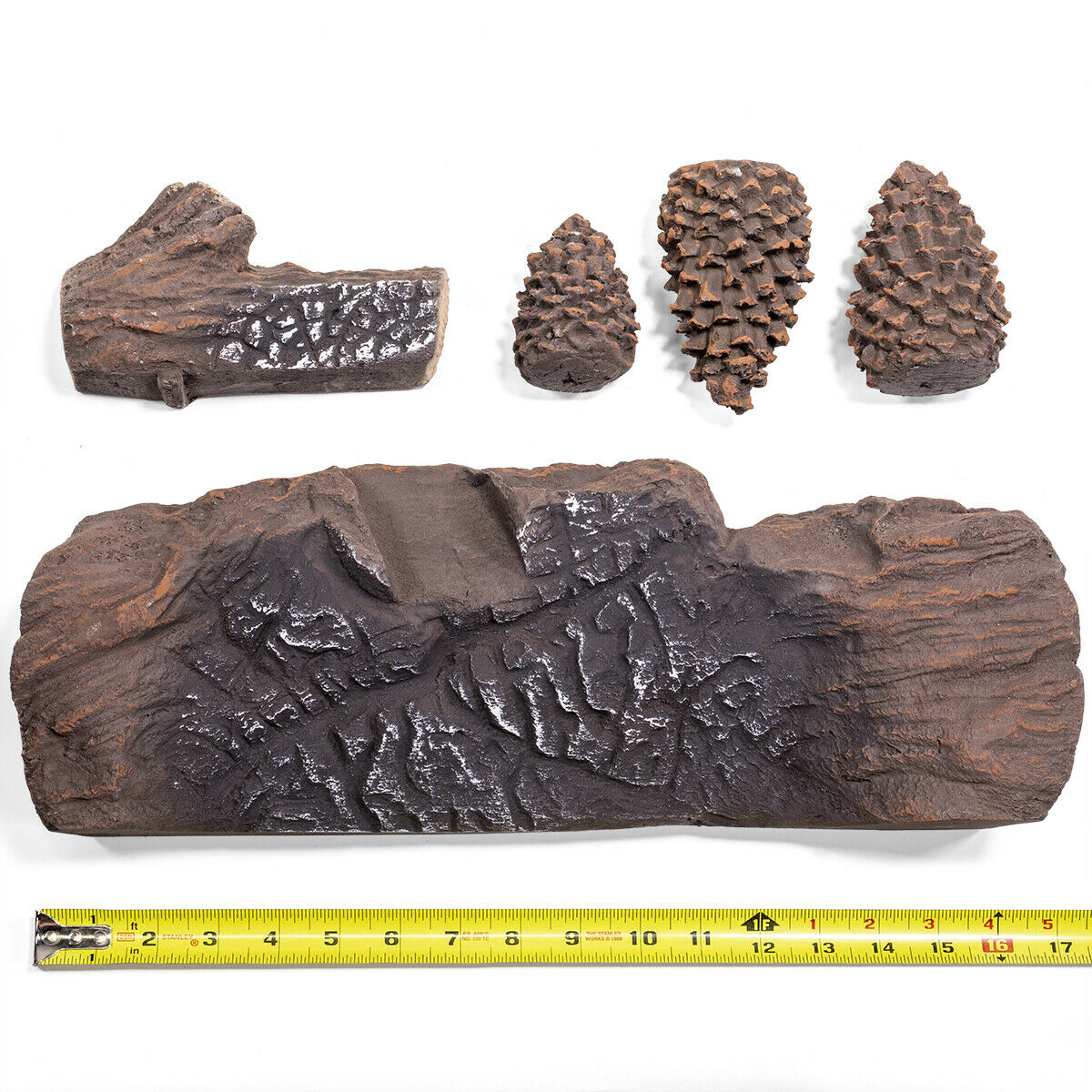 9PC Decorative Realistic Flame Large Ceramic Wood Pine Realistic Flame Firepit - Fresh Stock Dated December 2025