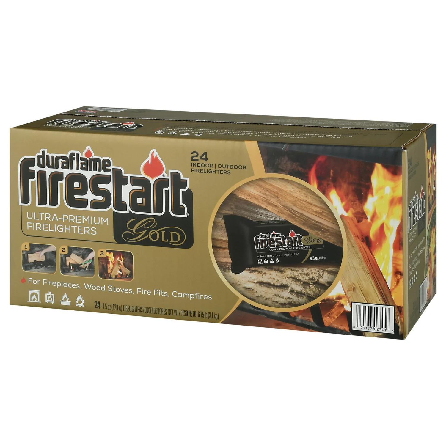 Fire Starters, 24 Pack, 30 Mins Burn Time, Fast Start For Any Wood Fire, 4.5 oz. - Fresh Stock Dated January 2026