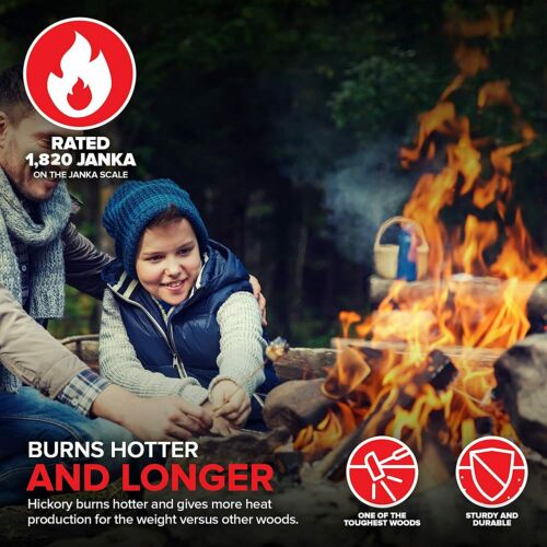 Stock Your Home Kiln Dried Wood Cooking Logs - Hickory - 20 Lbs - Fresh Stock Dated December 2025