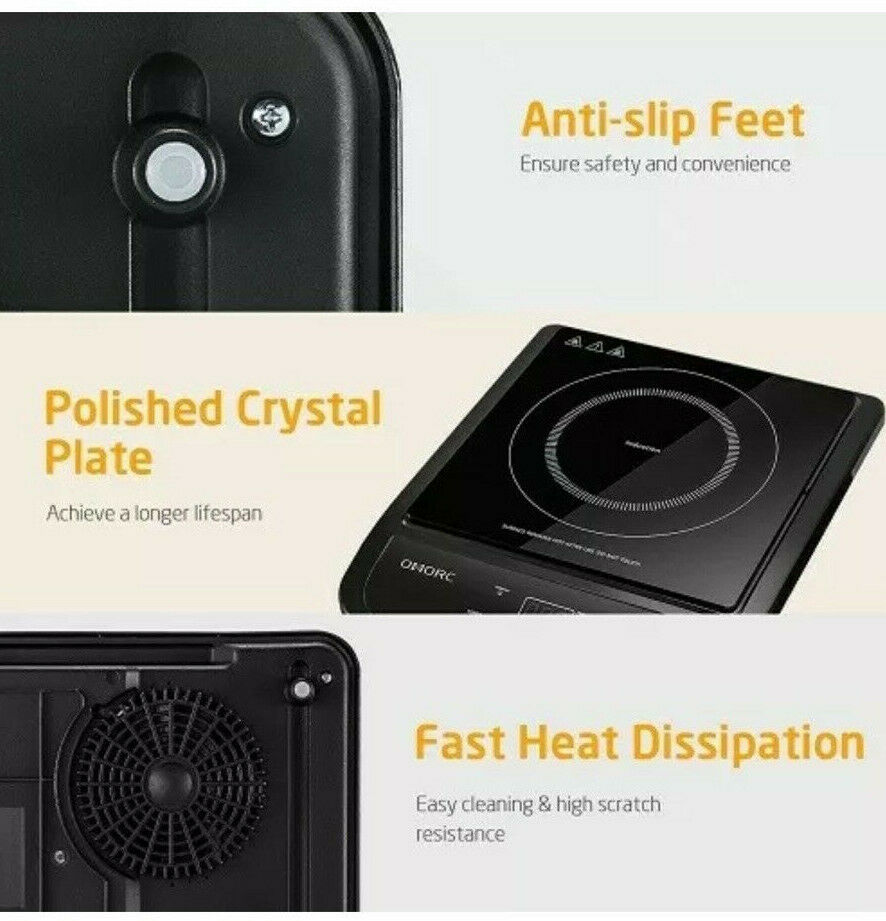 OMORC Portable Induction Cooktop Touch-Control Countertop Burner 10 Power Levels - Fresh Stock Dated February 2026