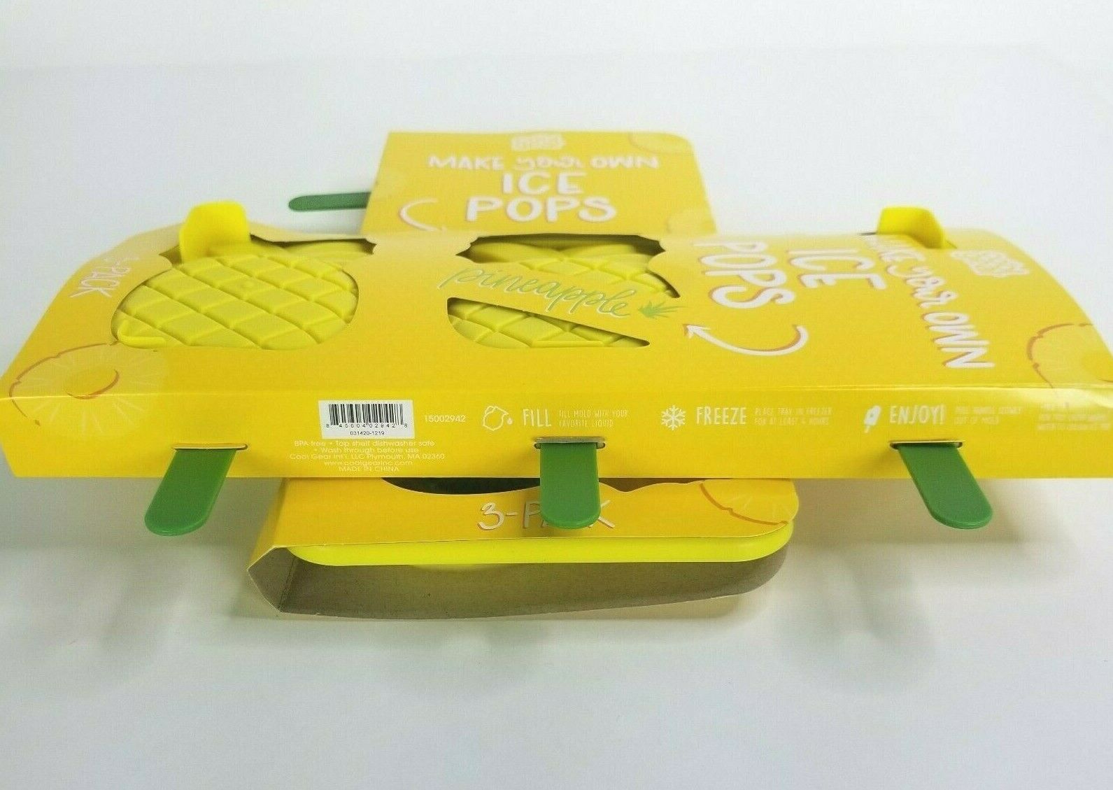 Lot of 2 Cool Gear Make Your Own Ice Pops-Pineapple Design Tropical Party New - Fresh Stock Dated February 2026