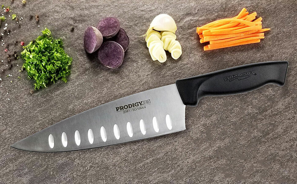 Ergo Chef Prodigy Series 8 Inch Chef's Knife with Granton Edge Ergonomic Handle - Fresh Stock Dated February 2026